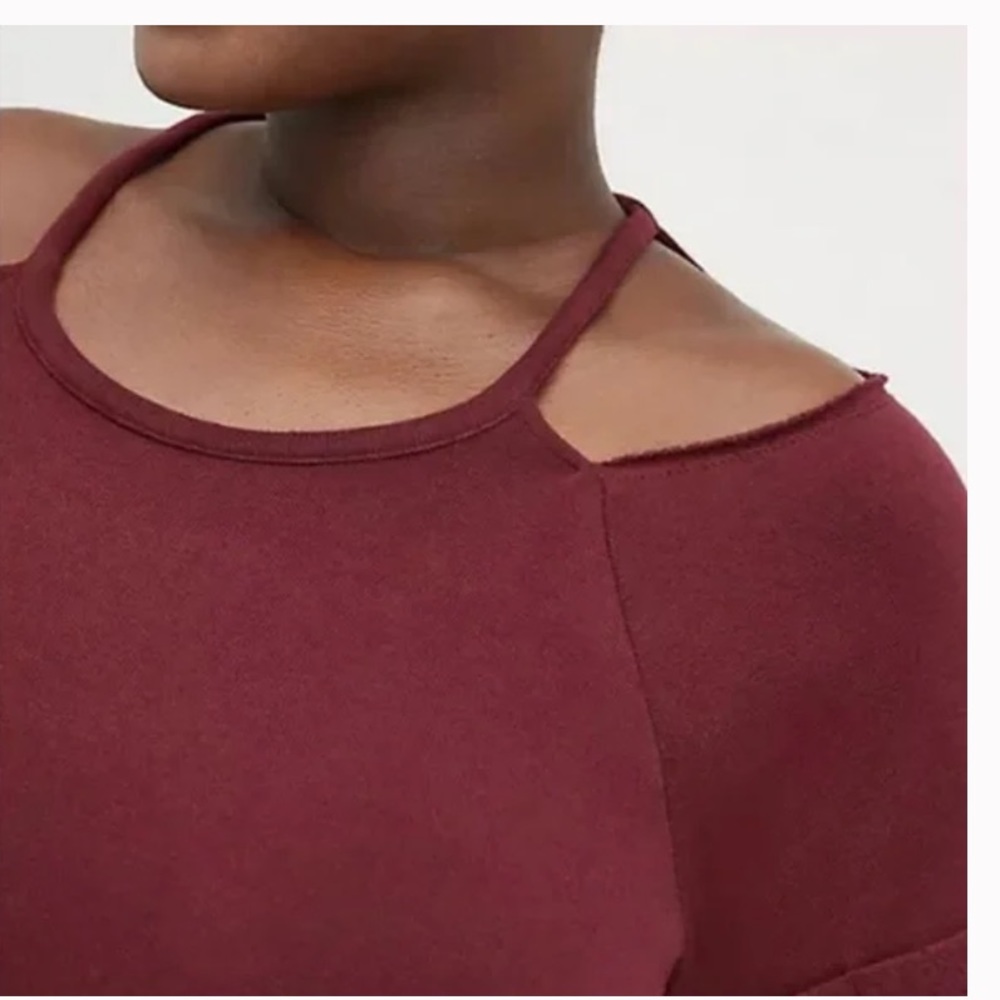 Torrid Cold Shoulder Short Dress - Cozy Fleece Wine Colored Sizes 6X 5X